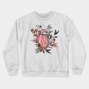 human heart flower illustration Crewneck Sweatshirt